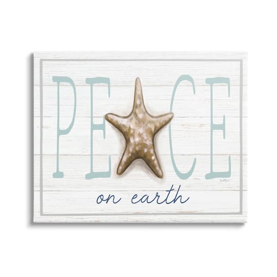Stupell Industries Peace On Earth Starfish Sign Canvas Wall Art
